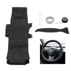 Tesla Model 3 Steering Wheel Cover Wrap Alcantara Suede Carbon Leather