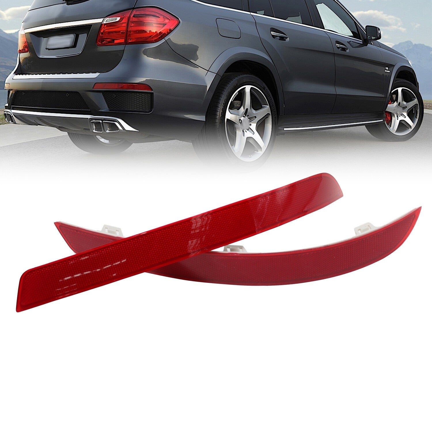 Mercedes-Benz X166 GL450 GL500 2013-2016 Rear Bumper Reflector Lights 2pcs