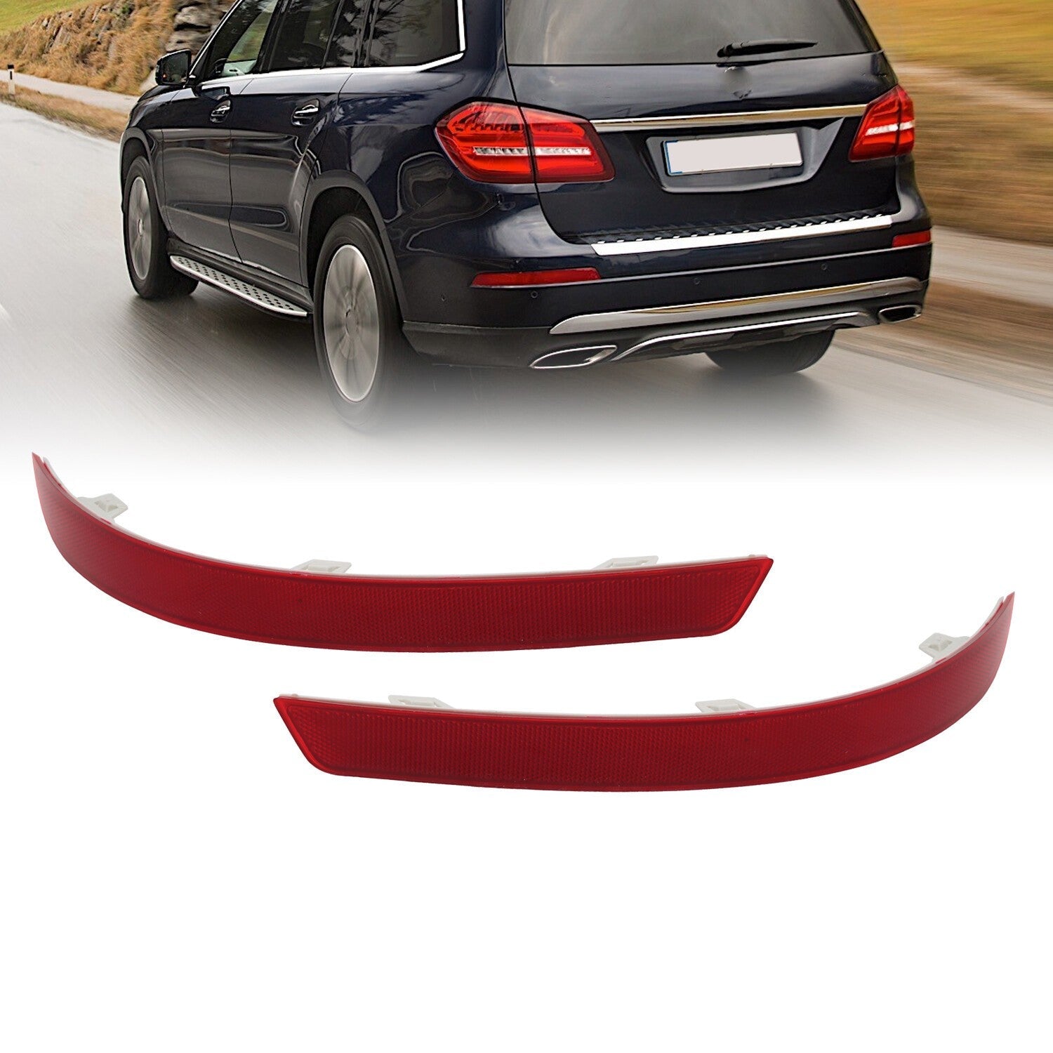Mercedes-Benz X166 GL450 GL500 2013-2016 Rear Bumper Reflector Lights 2pcs