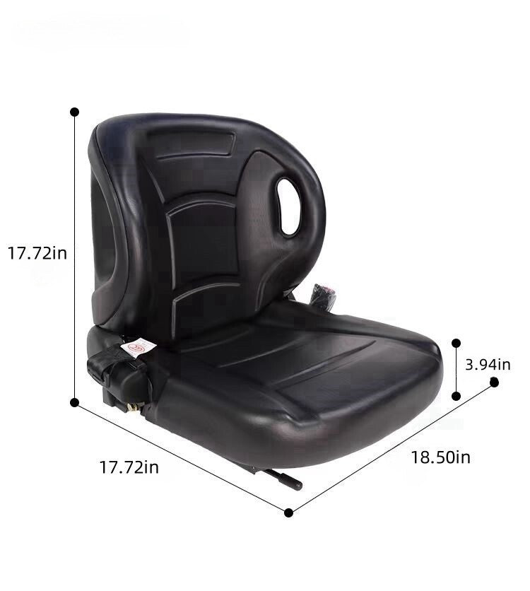 Forklift Seat with Seatbelt Adjustable Backrest Durable Replacement Part