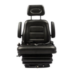 Adjustable Forklift Tractor Seat with Suspension, Backrest, Armrest & Safety Bel
