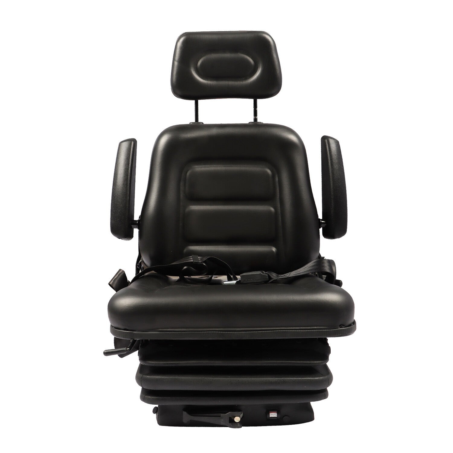 Adjustable Forklift Tractor Seat with Suspension, Backrest, Armrest & Safety Bel