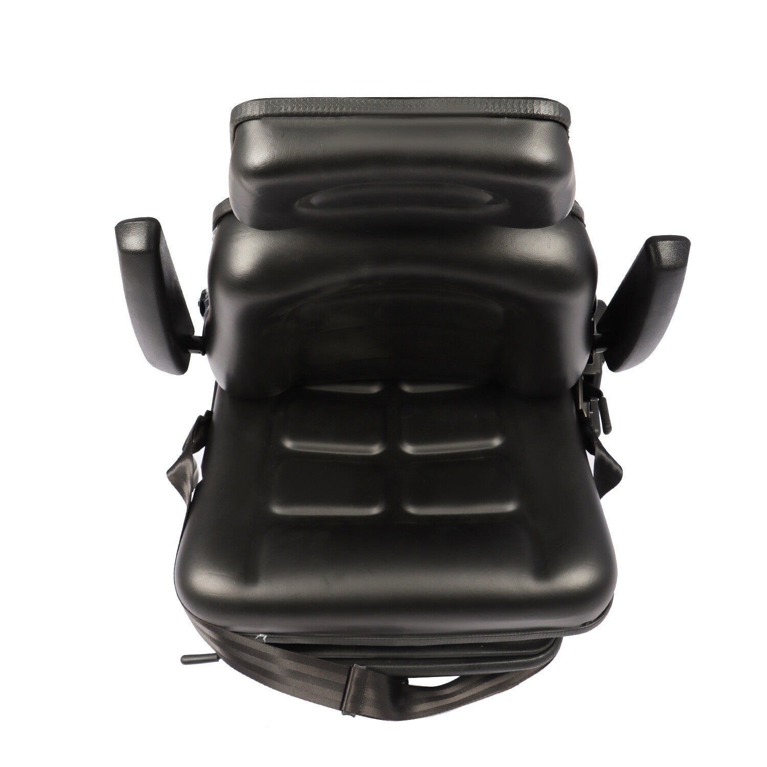 Adjustable Forklift Tractor Seat with Suspension, Backrest, Armrest & Safety Bel