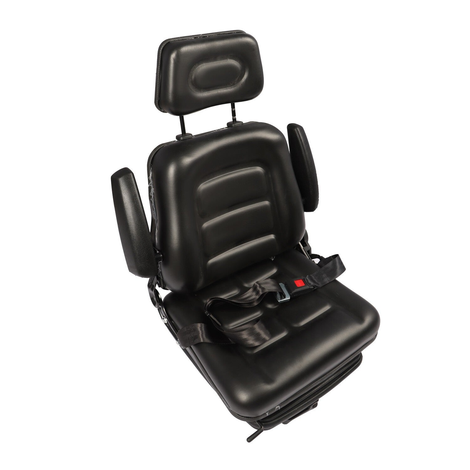 Adjustable Forklift Tractor Seat with Suspension, Backrest, Armrest & Safety Bel