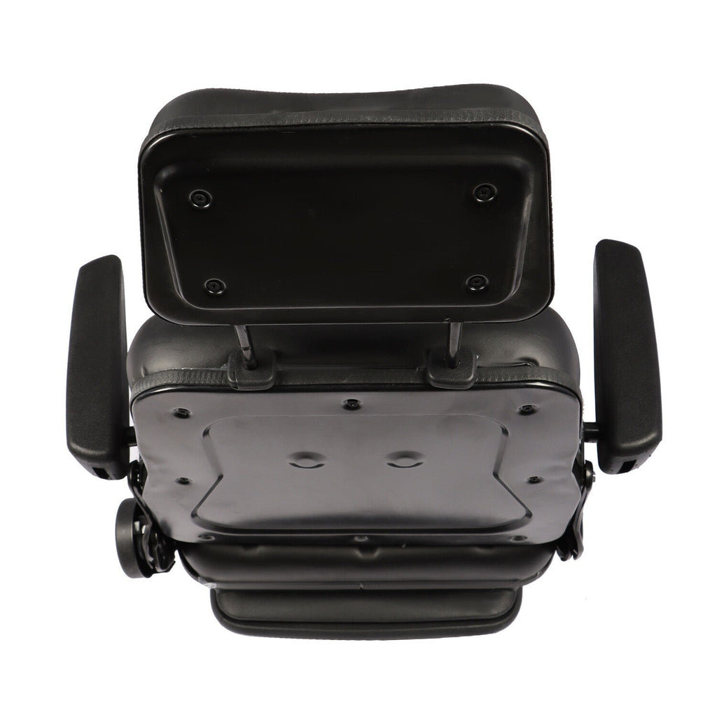 Adjustable Forklift Tractor Seat with Suspension, Backrest, Armrest & Safety Bel