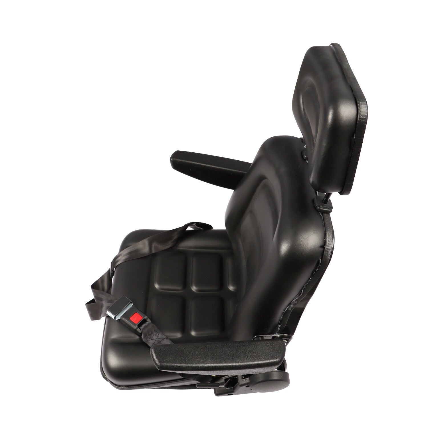 Adjustable Forklift Tractor Seat with Suspension, Backrest, Armrest & Safety Bel