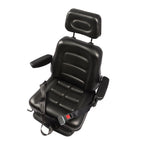 Adjustable Forklift Tractor Seat with Suspension, Backrest, Armrest & Safety Bel