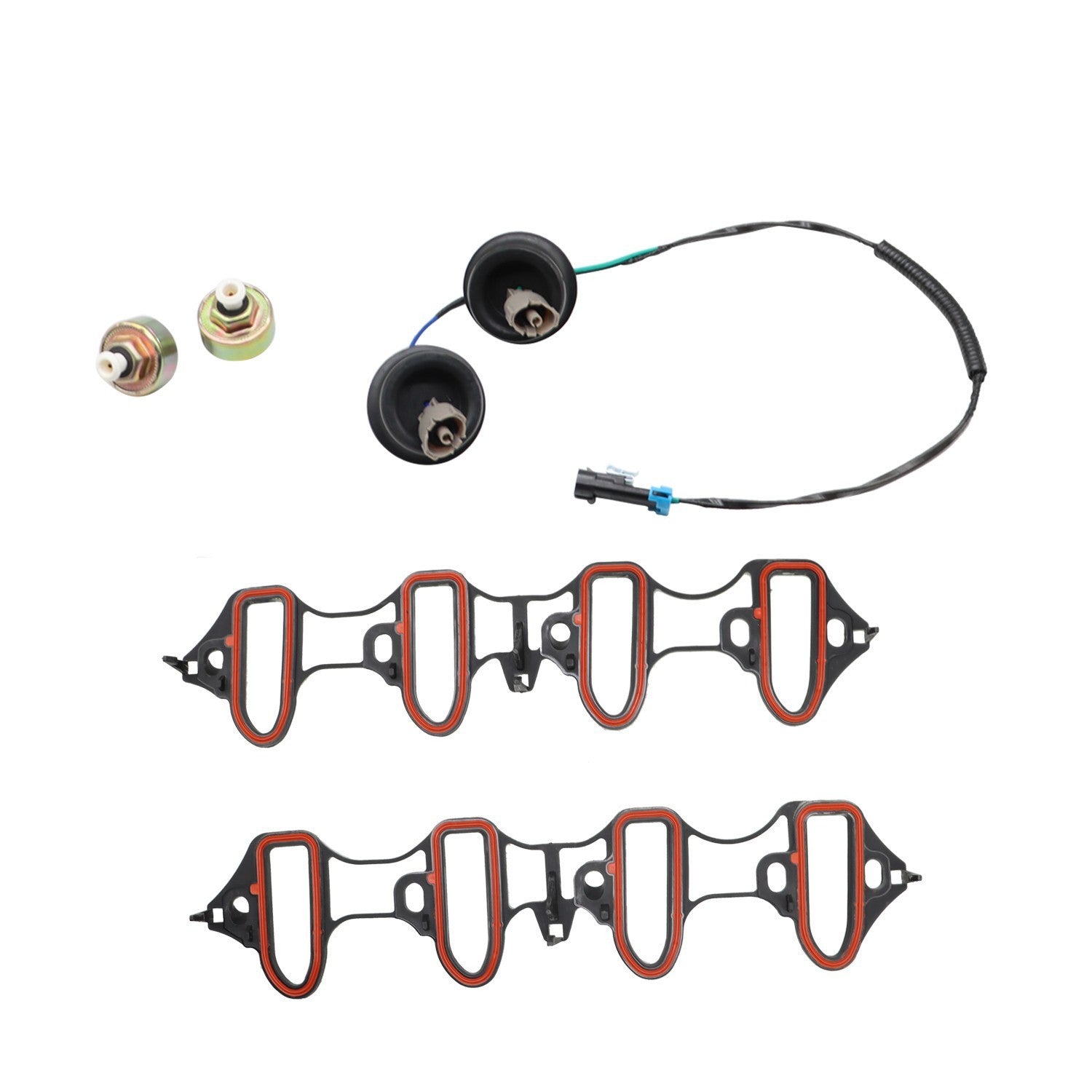 Silverado Sierra 5PC Knock Sensor Harness & Intake Manifold Gasket Kit Set