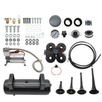 Truck Car Air Tank 1.5G 150psi 4 Trumpets Loud Train Horn Kit System