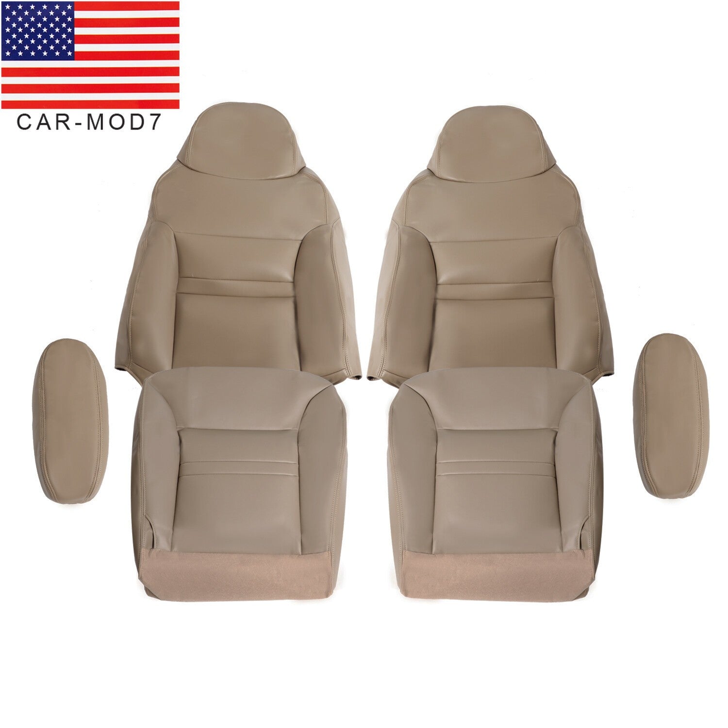 Ford Excursion 2000-2001 Tan Leather Front Seat Covers Top & Bottom Set