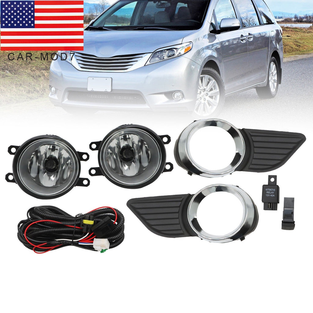 Toyota Sienna 2011-2017 Bumper Fog Lights Kit with Covers & Switch Wiring