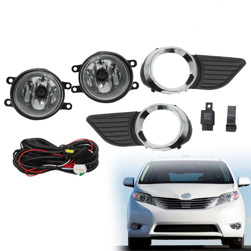 Toyota Sienna 2011-2017 Bumper Fog Lights Kit with Covers & Switch Wiring