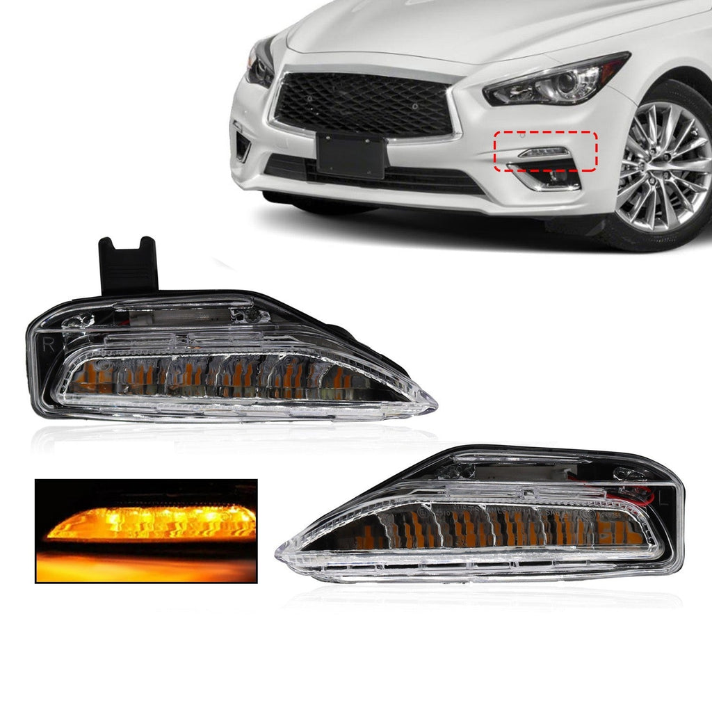 Front Bumper Lower Turn Signal Fog Light Pair for 2014-2020 Infiniti Q50 Sport