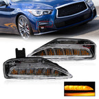 Front Bumper Lower Turn Signal Fog Light Pair for 2014-2020 Infiniti Q50 Sport