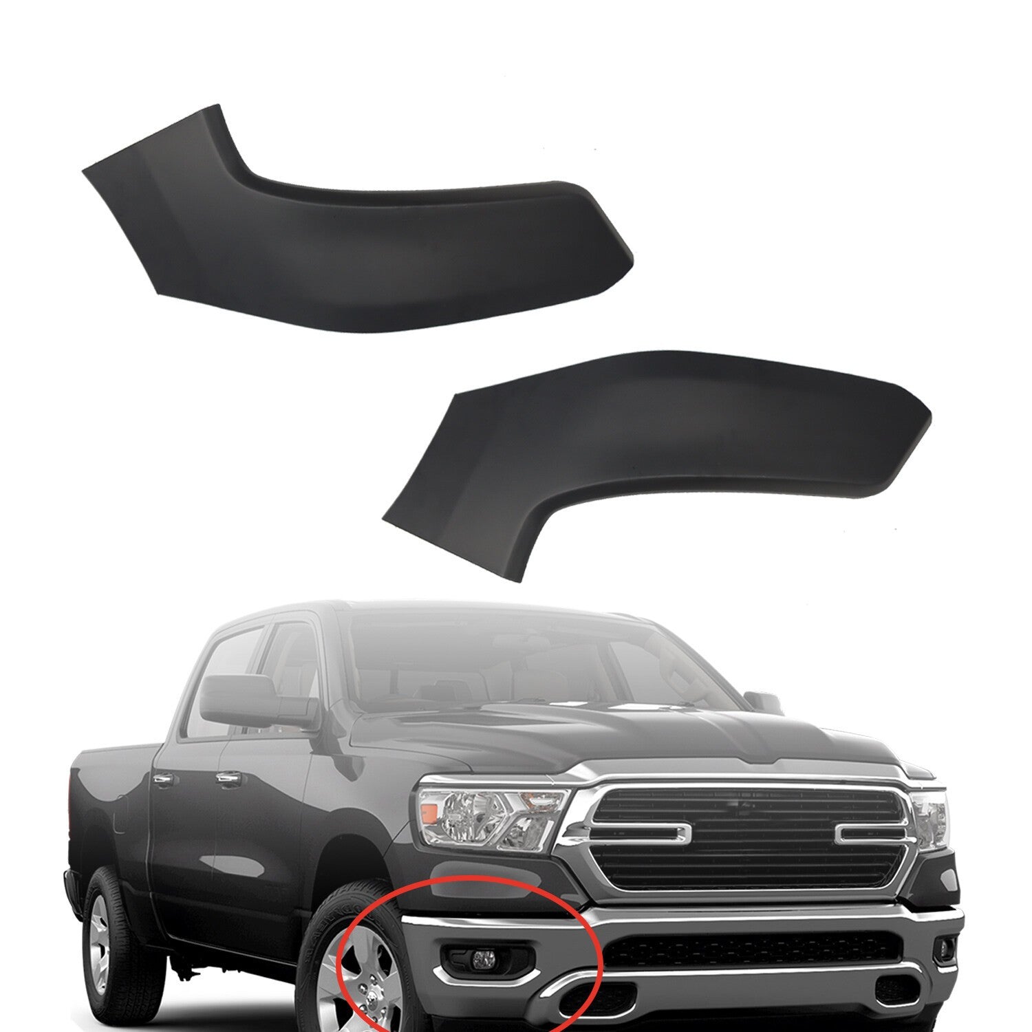 Front Upper Bumper End Set for 2019-2022 Ram 1500 68403910AE 68403911AE New