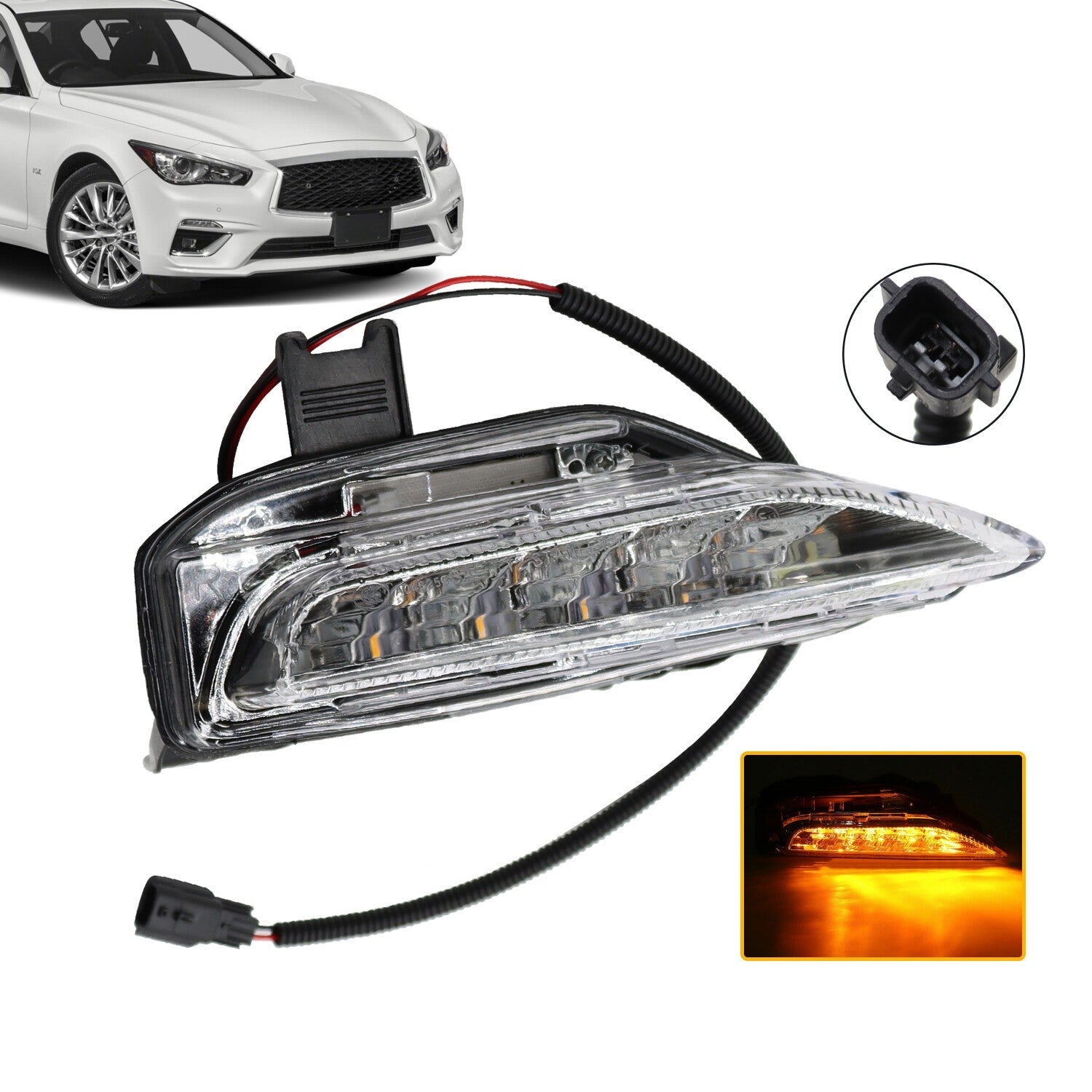 Front Right Bumper Turn Signal Fog Light for Infiniti Q50 Sport 2014-2020