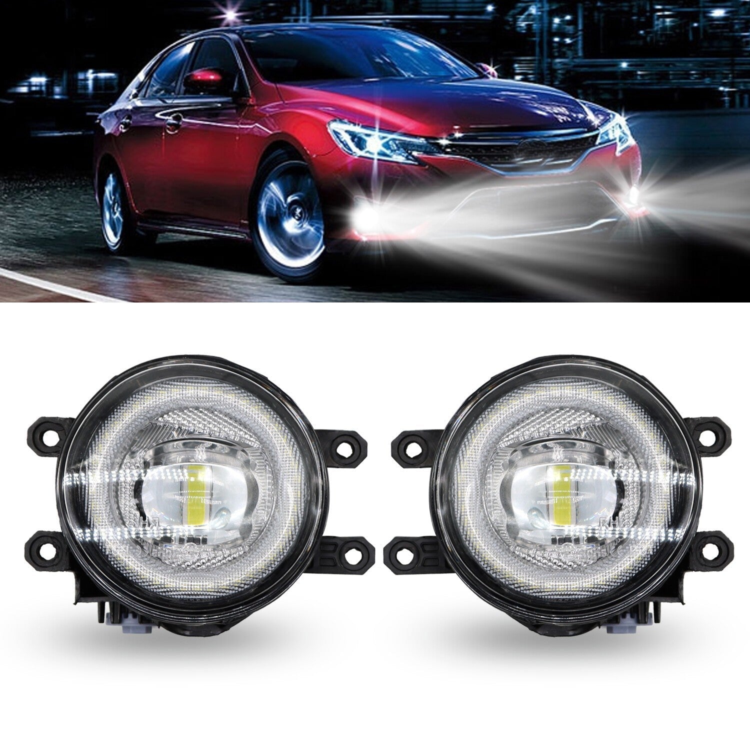 Front LED Fog Lights Pair for 2006-2012 Toyota RAV4 Replacement Lamp