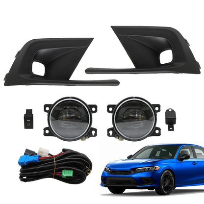 2022-2024 Honda Civic Front Bumper LED Fog Lights with Wiring, Switch & Bezel