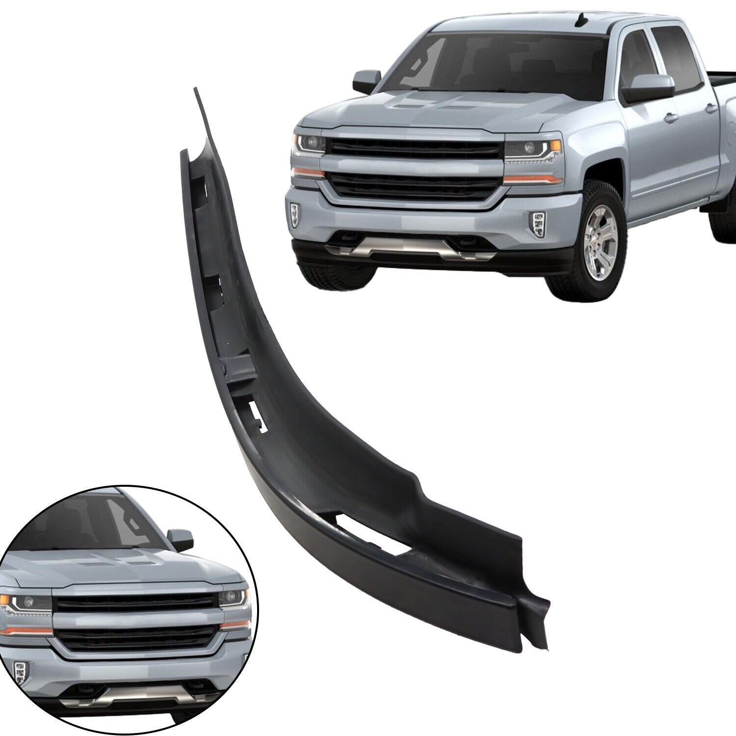 Front Right Outer Bumper Filler for 2016-2018 Chevy Silverado 1500