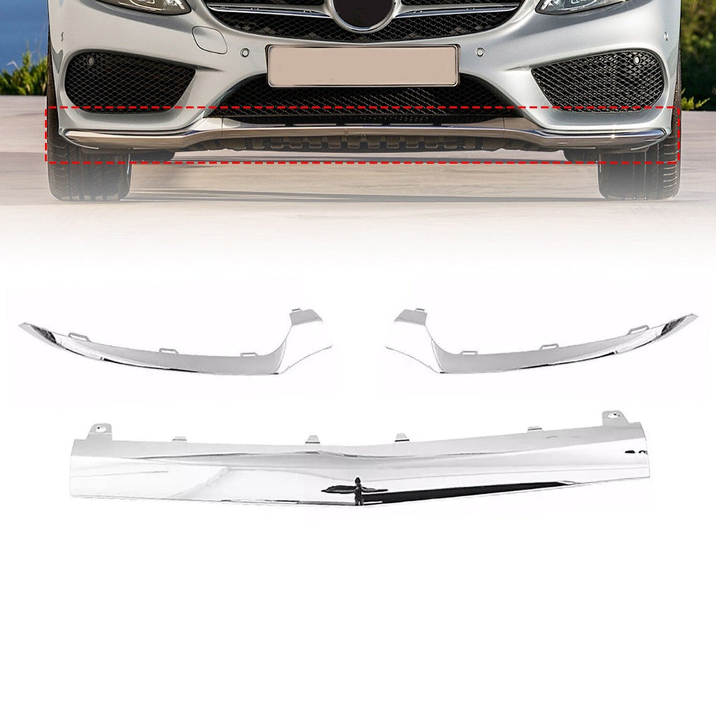 Mercedes-Benz W205 AMG Front Bumper Lower Lip Chrome Molding Trim 2015-2018