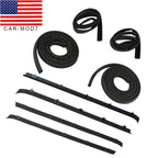 Front Door Window Run Sweep Felts Weatherstrip Seals Kit for Chevy GMC Truck