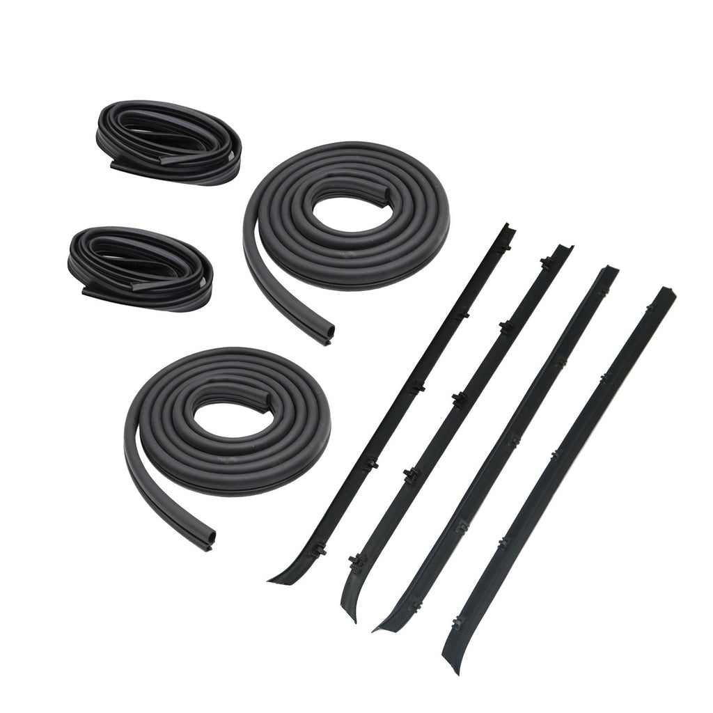 Front Door Window Run Sweep Felts Weatherstrip Seals Kit for Chevy GMC Truck