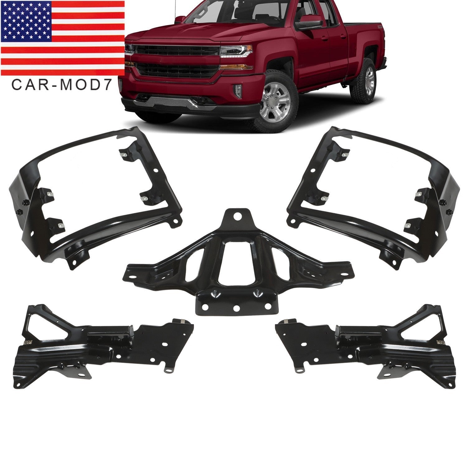Chevrolet Silverado 1500 Front Bumper Support & Mount Bracket Set 2016-2018