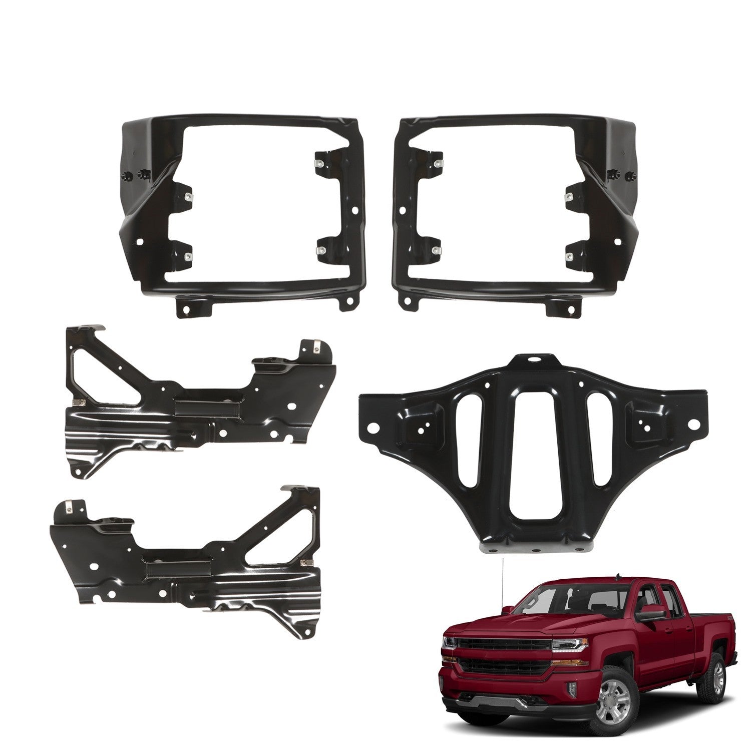 Chevrolet Silverado 1500 Front Bumper Support & Mount Bracket Set 2016-2018
