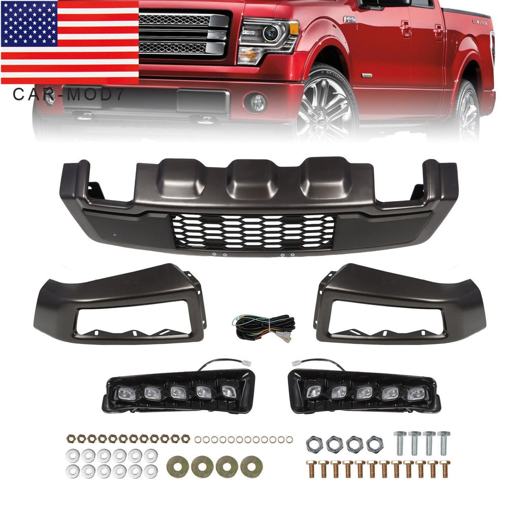 2009-2014 Ford F150 Front Steel Bumper Black Raptor Style with LED Lights