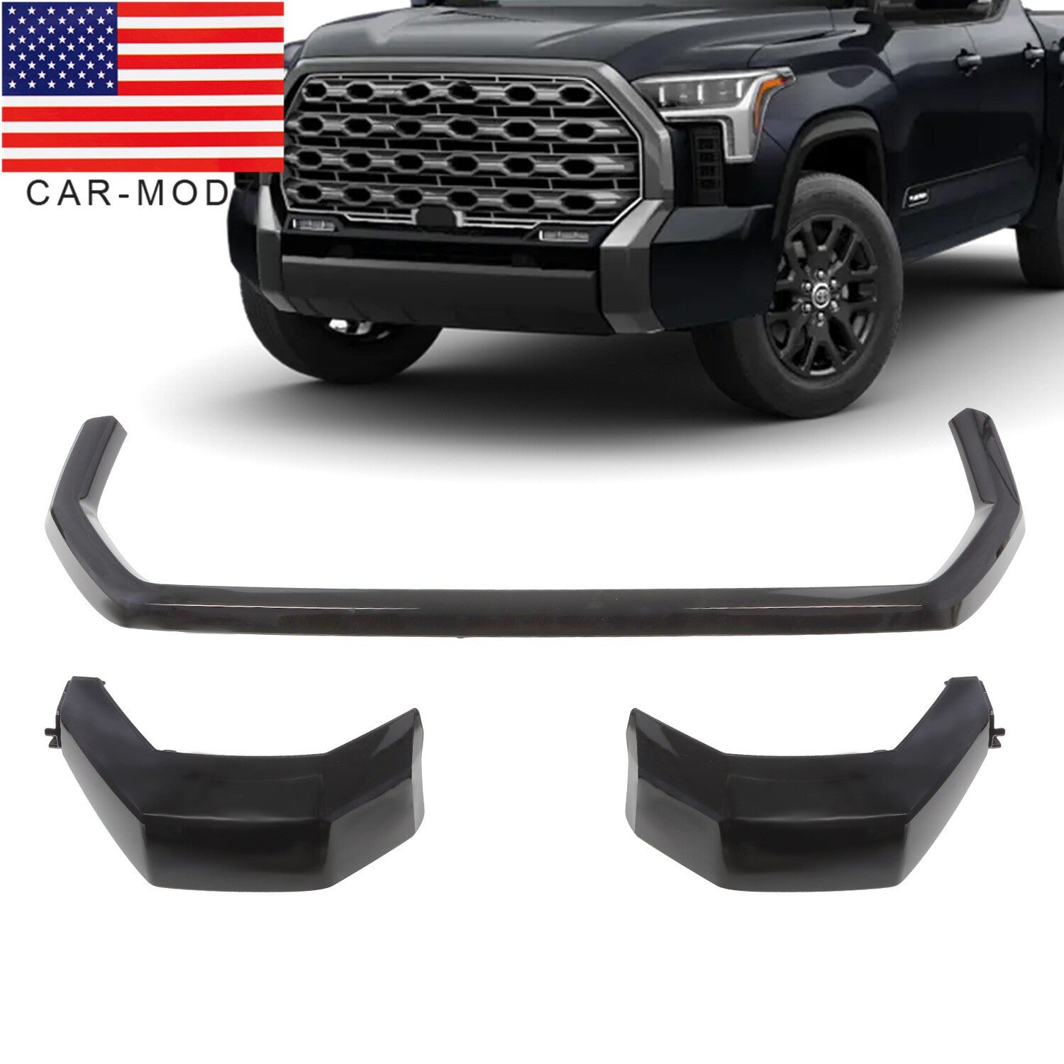 Gloss Black Front Bumper Grille Trim for Toyota Tundra 2022-2024 New