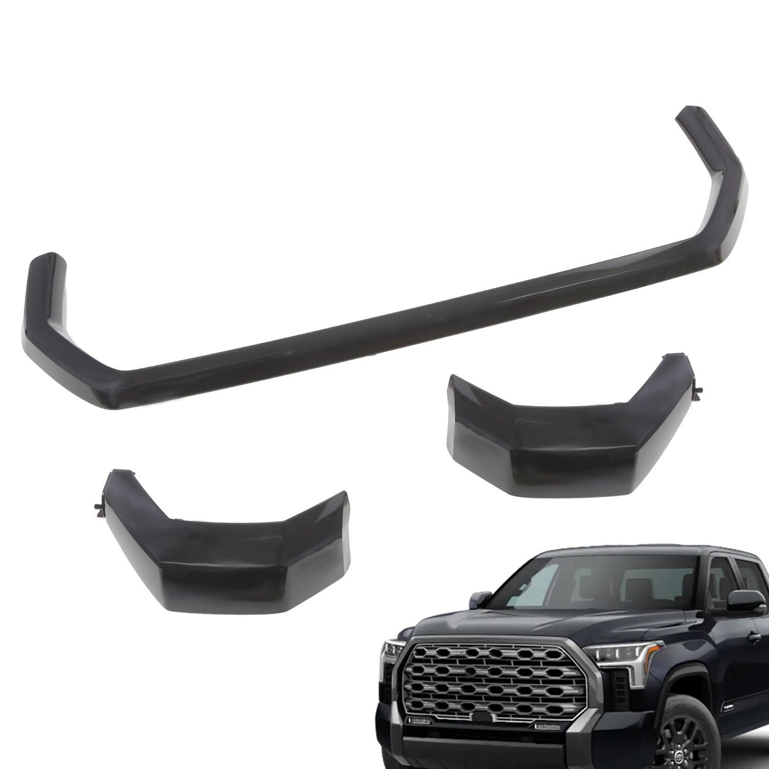 Gloss Black Front Bumper Grille Trim for Toyota Tundra 2022-2024 New