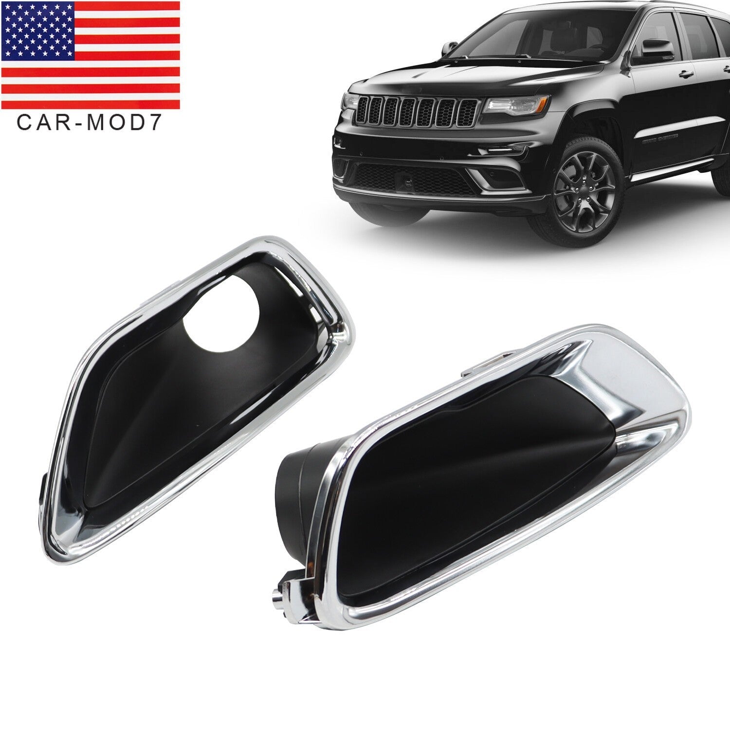 Chrome Front Bumper Fog Light Cover Bezel for Jeep Grand Cherokee 2017-2021