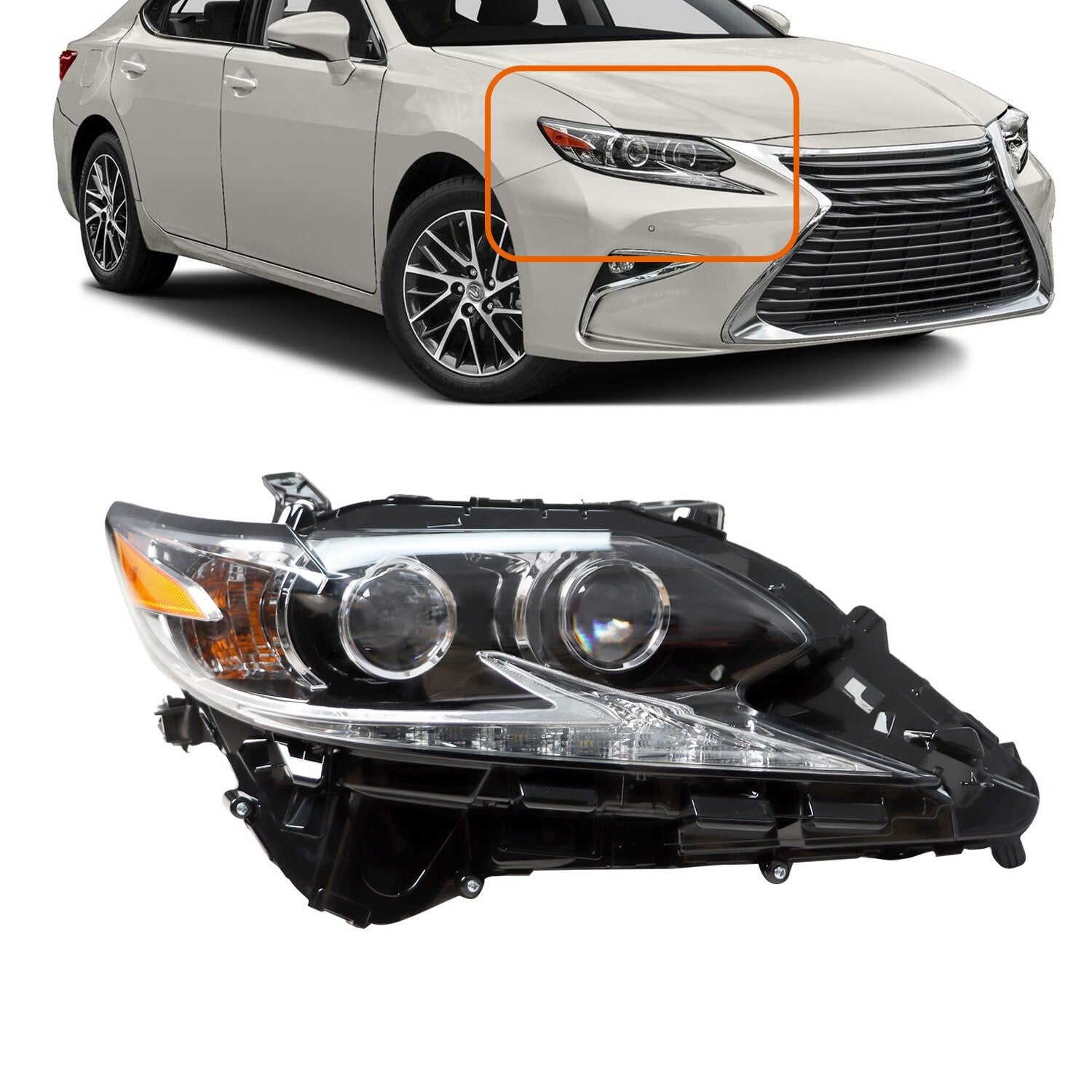 LED Headlight Right Passenger Side for 2016-18 Lexus ES350 ES300H