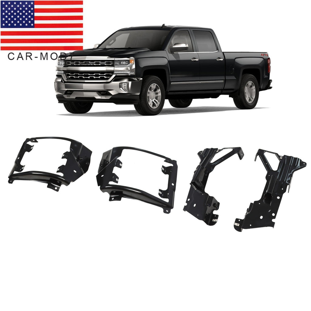 Front Bumper Inner Side & Bumper Bracket Set for 2016-2018 Silverado 1500
