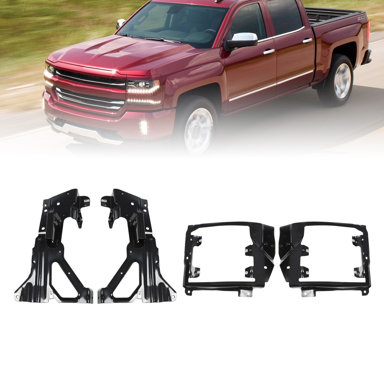 Front Bumper Inner Side & Bumper Bracket Set for 2016-2018 Silverado 1500