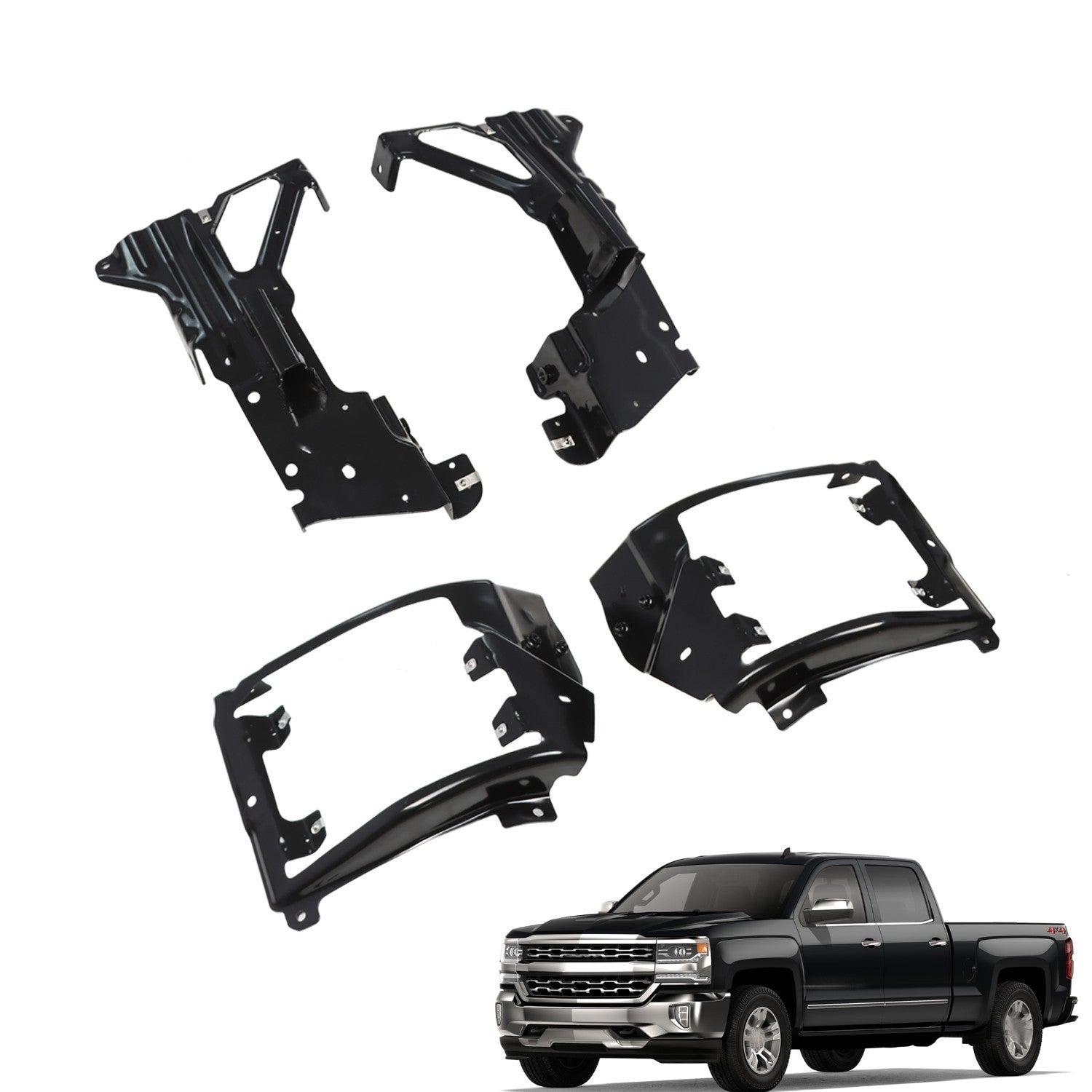 Front Bumper Inner Side & Bumper Bracket Set for 2016-2018 Silverado 1500