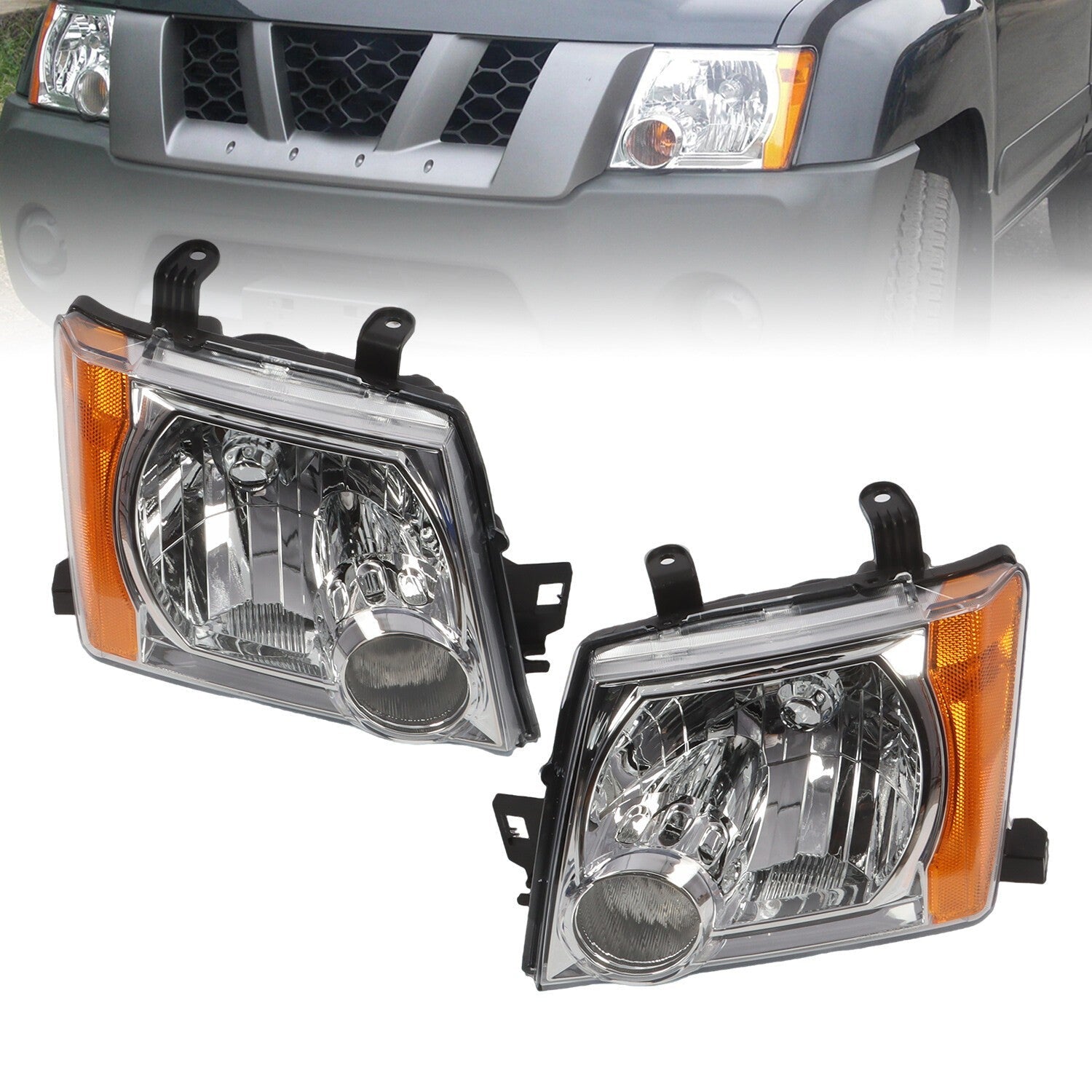2005-2015 Nissan Xterra Headlight Set Left & Right Side Without Bulbs 2Pc