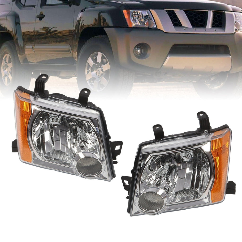 2005-2015 Nissan Xterra Headlight Set Left & Right Side Without Bulbs 2Pc