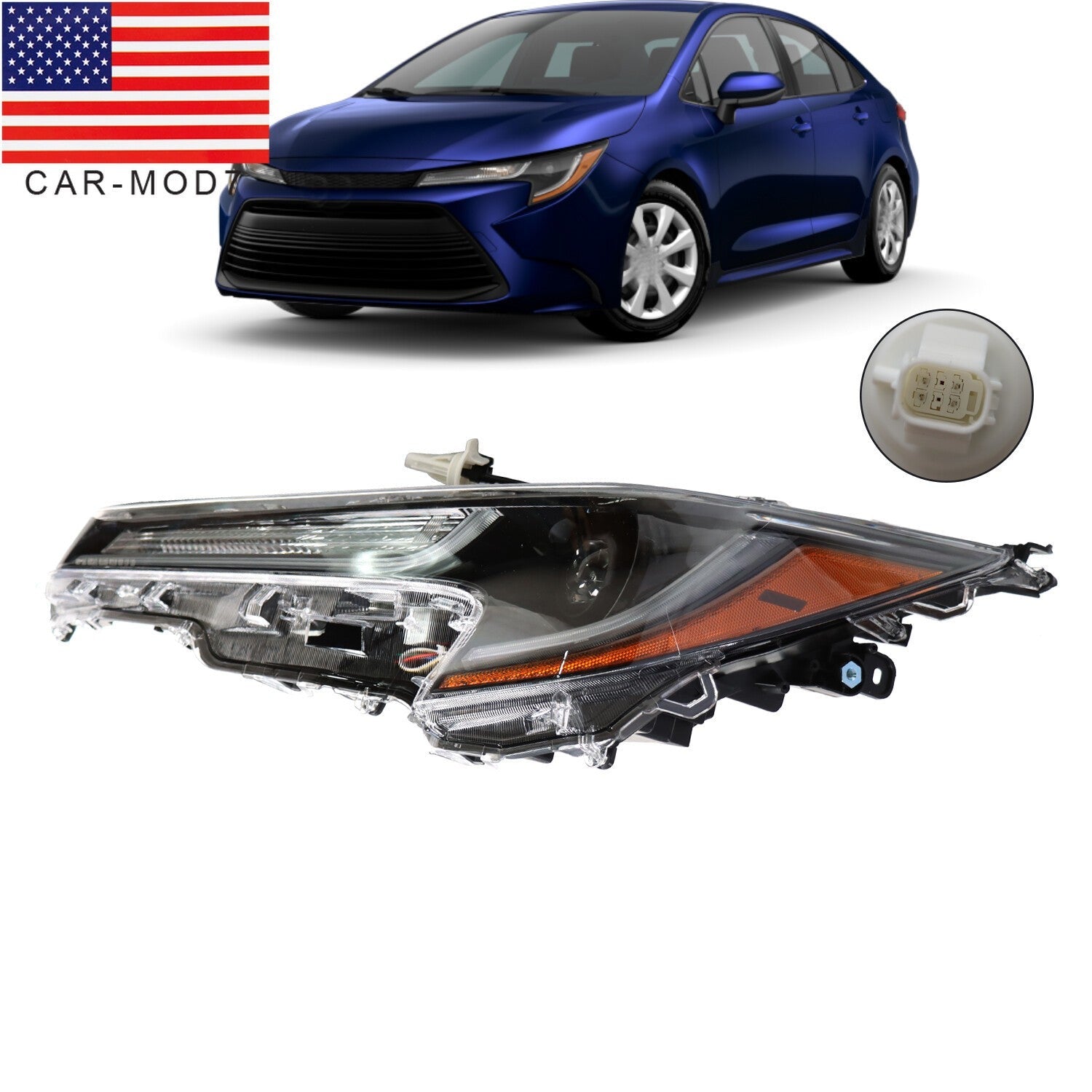 LED Headlight Assembly Left Driver Side for 2023-2024 Toyota Corolla L LE