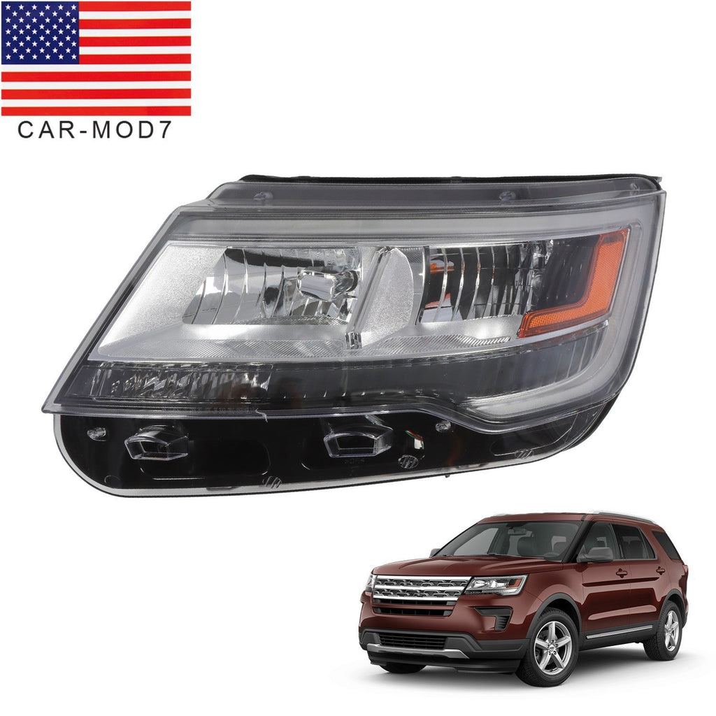 Ford Explorer 2016-2018 Left Headlight Halogen LED DRL Black Side Replacement