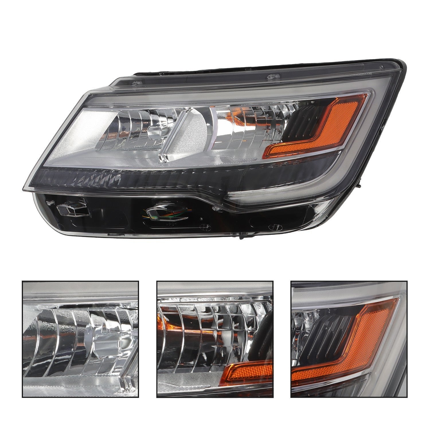 Ford Explorer 2016-2018 Left Headlight Halogen LED DRL Black Side Replacement