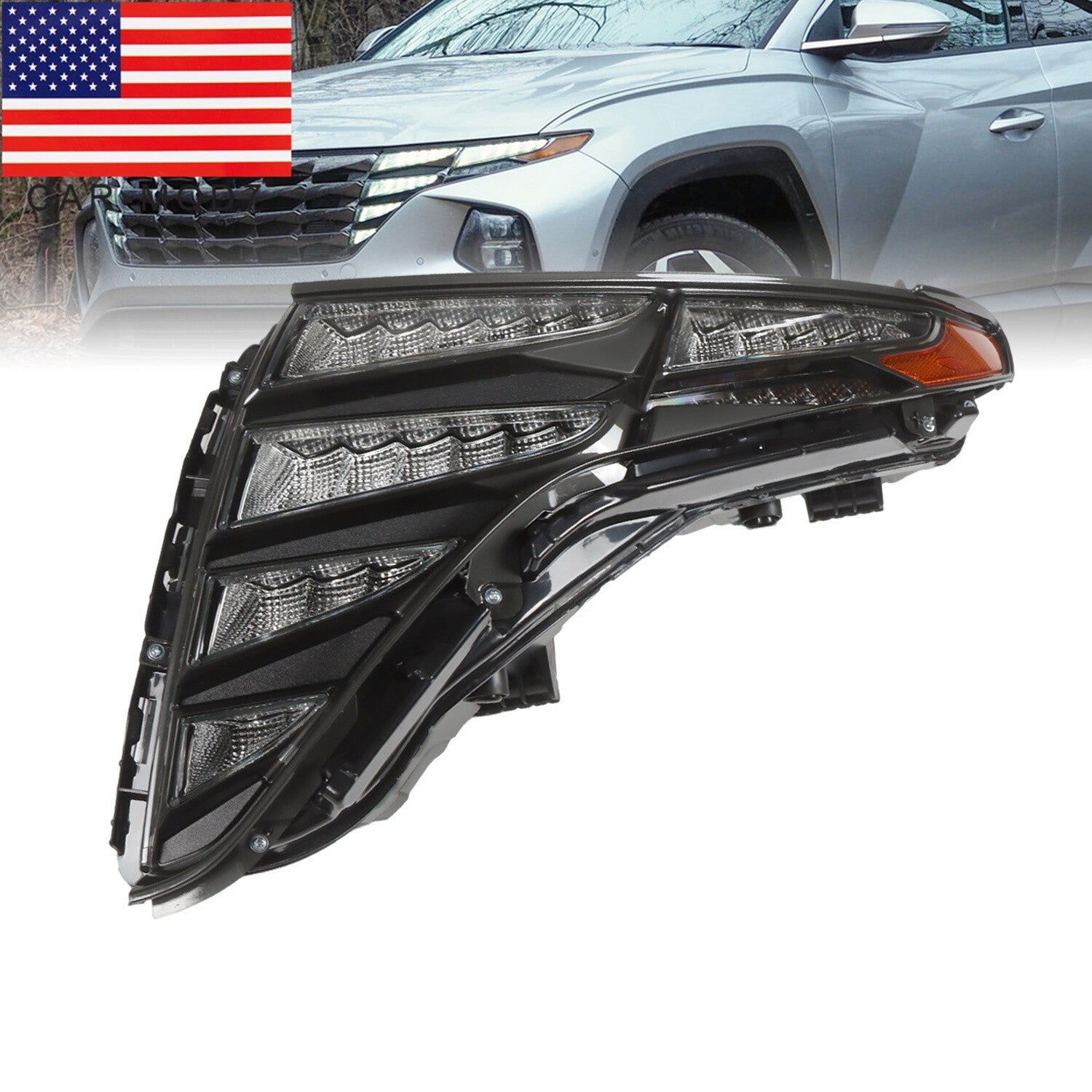 LED DRL Headlight Black Driver Side for 2022-2023 Hyundai Tucson 92207CW010