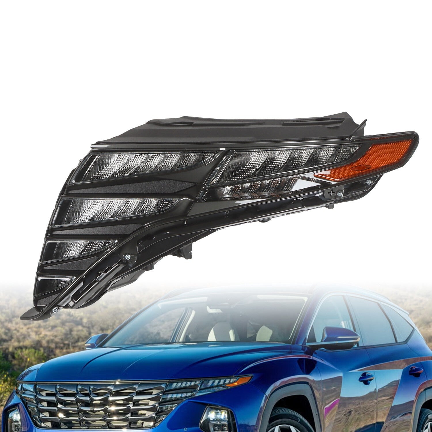 LED DRL Headlight Black Driver Side for 2022-2023 Hyundai Tucson 92207CW010