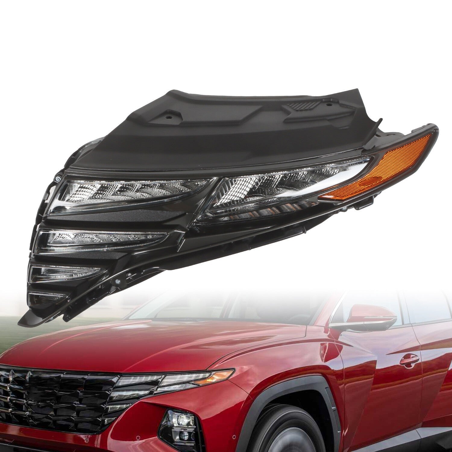 LED DRL Headlight Black Driver Side for 2022-2023 Hyundai Tucson 92207CW010
