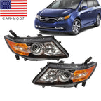 2014-2017 Honda Odyssey Halogen Black Headlight Set Left & Right Side