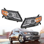 2014-2017 Honda Odyssey Halogen Black Headlight Set Left & Right Side