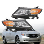 2014-2017 Honda Odyssey Halogen Black Headlight Set Left & Right Side