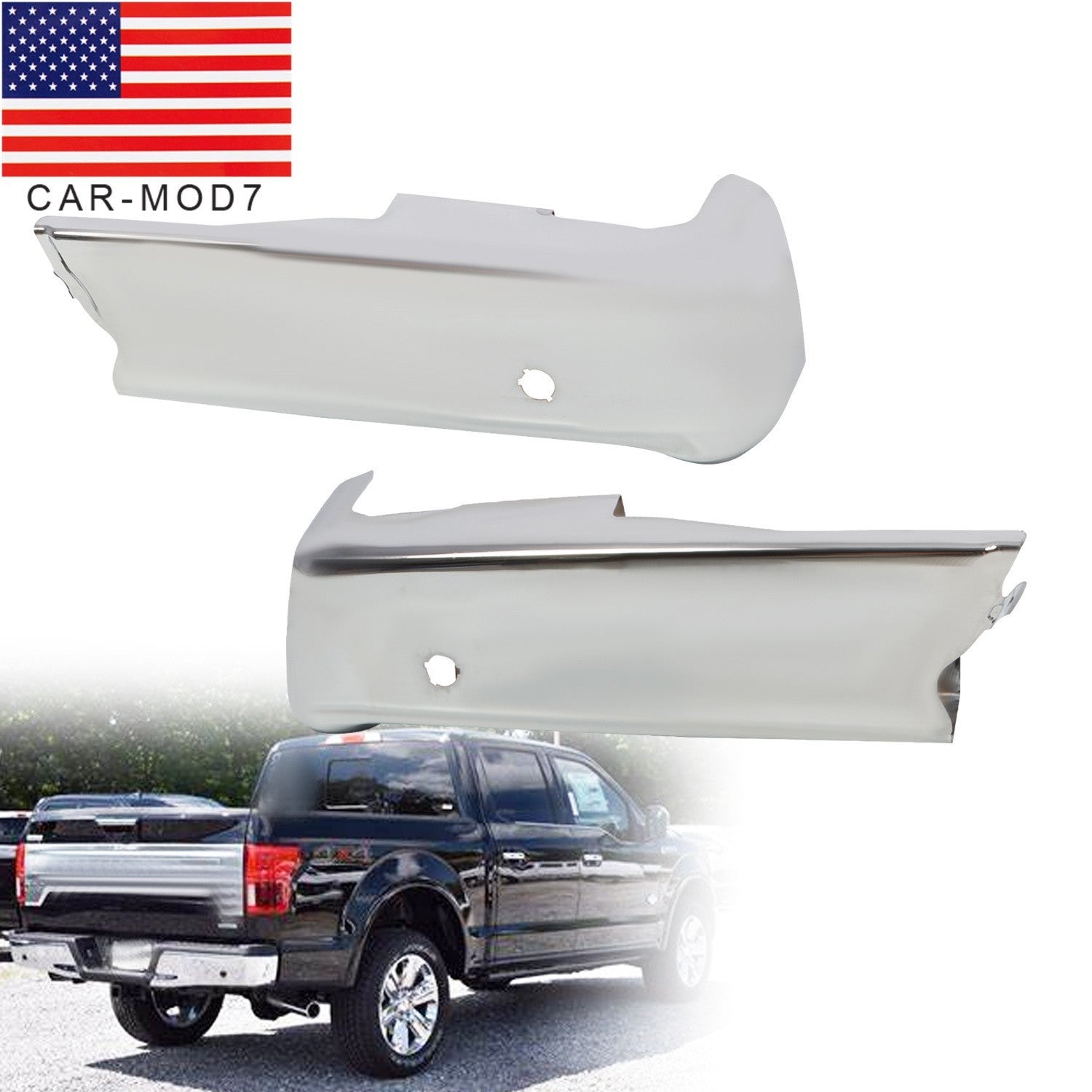 Polished Chrome Rear Bumper Ends Left & Right for 2021-2023 Ford F-150