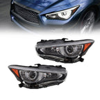 Infiniti Q50 2014-2022 Headlights Pair Left & Right LED DRL Projector w/o AFS