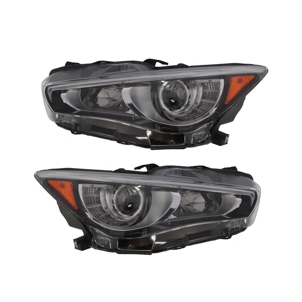 Infiniti Q50 2014-2022 Headlights Pair Left & Right LED DRL Projector w/o AFS